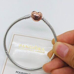🌞📖Pandora Moments Heart Clasp Snake Chain Bracelet
